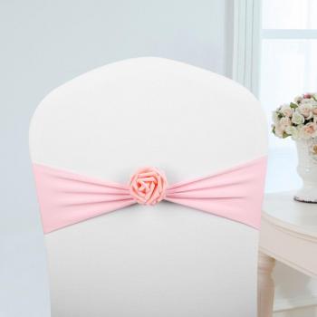 Pack de 10 lazos de LICRA para sillas con flor rosa, decoración de boda