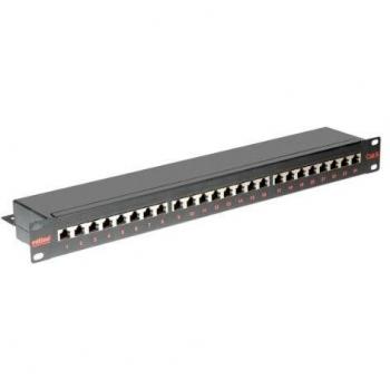 ROLINE 19 Kategorie 6 (Class E) Geschirmtes Patchpanel mit 24 Ports, Schwarz