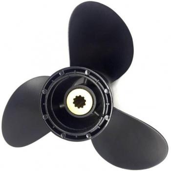 Aluminio Hélice Negra 9,9‑15HP, 3 Cuchillas, Diente Spline 9 1/4x11
