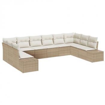 Jardín Lounge Beige 10 piezas con cojín sintético