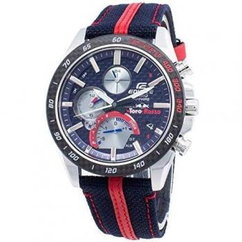 Mens Casio Edifice Limited Edition Toro Rosso Navy Stainless Steel Solar Chronograph Watch