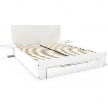 Letto Duo ABC Meubles 140x190 – Legno, Bianco, Cassetto & Comodini