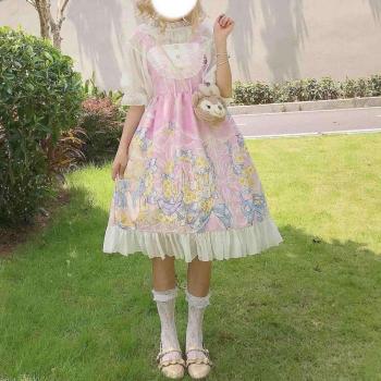 Fille Lolita robe volants florale douce AFC487