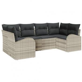 Set de Sofás de Jardín 6 Piezas Gris Claro con Cojines