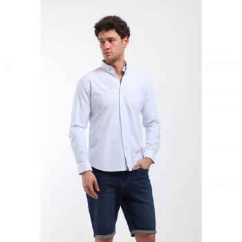 Chemise à motif fin bleu pour la mode masculine