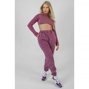 UK M Purple Athleisure High Neck Underbust Top