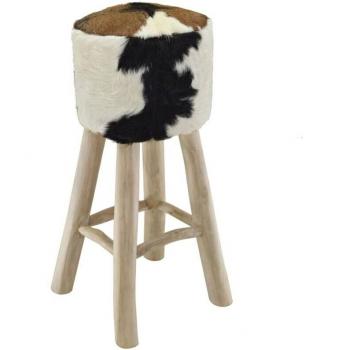 Taburete Lujo en Cuero con Detalle de Madera