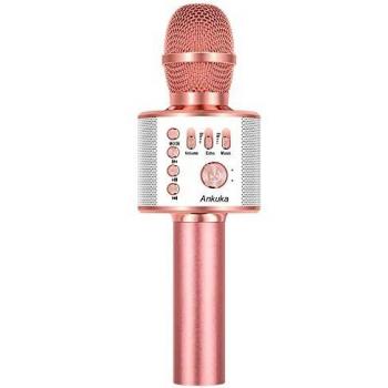 Ankuka Karaoke Wireless Microphone, 4 in 1 Handheld Portable Bluetooth Home KTV Player for Adults Kids, Superior Audio Quality for Singing & Recording, Compatible with Android & iOS