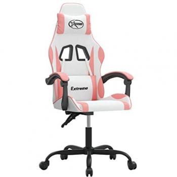 Chaise de bureau Blanc et rose Similicuir