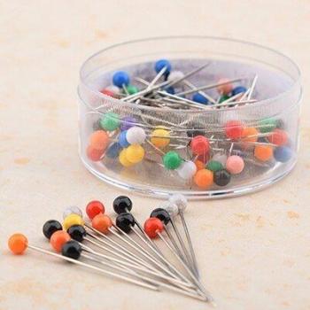 Positioning Pins for Quilting & Sewing, Color Head & Pearl Shape, 80pcs/Box, Sizes 6*17mm and 4*32mm