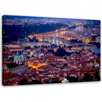 Canvas Print of Prague at Night 60x40 Violet