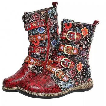 Botas de Mujer con Cierre y Estilo Étnico