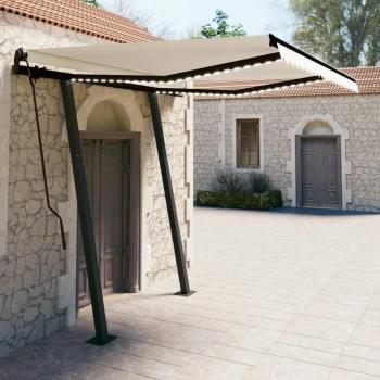 Jinlefu Tenda da Sole Automatica Sensore Vento e LED 3,5x2,5 cm Crema