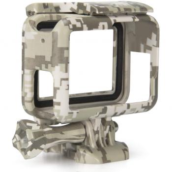 Kupton Case GoPro Hero7/(2018) 6/5 Schwarz: Quick‑Pull Sockel und Schraube in Grauer Tarnfarbe