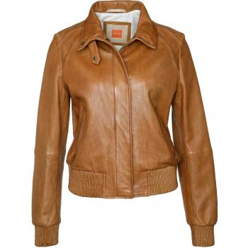 BOSS Damenleather‑Jacket Orange Junika 50370846 – Cognac – 36 (S)