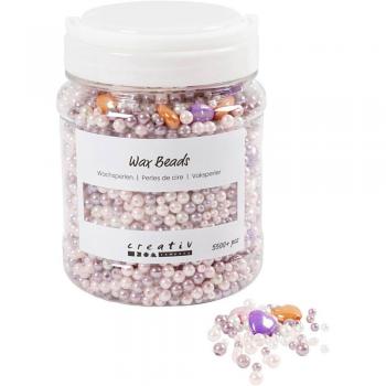 Voksperler, 1.3-2.5 mm, pastelorange, soft rosa, lys lilla, perlemor, 700ml/1 pakke, 425 g