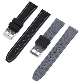Band Silicium Omega‑Swatch 22 mm Noir/Gris – INF