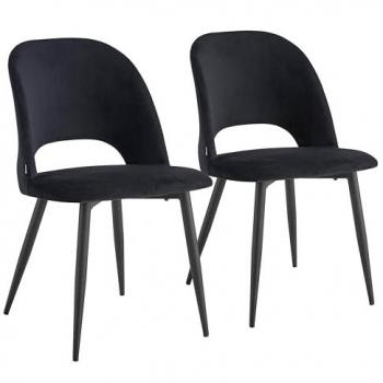 Oviala Salon Set – 2 Chaises à l’Acier et Velours Noirs