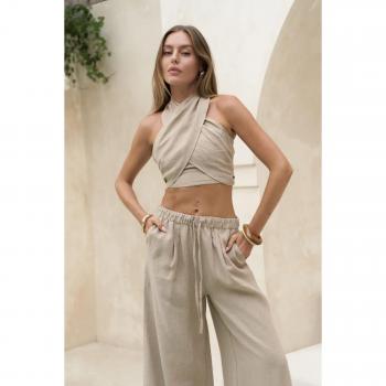 Pantalon coupe courte lin neutre Moira