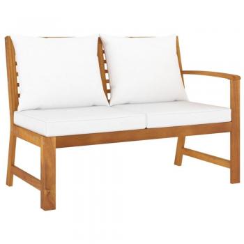 VidaXL 45.1 Acacia Wood Patio Bench with Cream Cushion