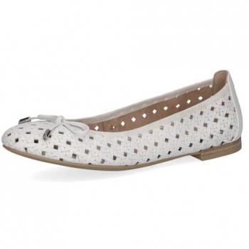 Ballerine Style, cuir blanc, talon stable, P.41