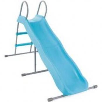 Toboggan familial bleu, composite plastique/acier – 196×84×119 cm