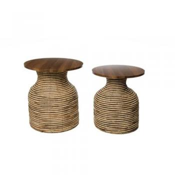 Set Deco-Style de Mesas de Fibra y Madera
