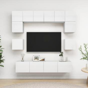 Ensemble d'armoires stéréo 8 pcs Blanc brillant