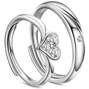 Set di Anelli SHEGRACE con Zirconi 3A, 17‑19 mm, Regolabili