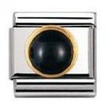 Nomination Composable Classic EDELSTEINE RUND aus Edelstahl und 18K-Gold ACHAT SCHWARZ