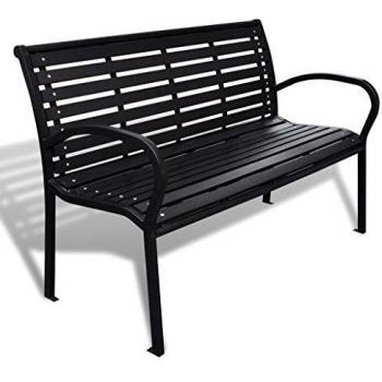 Banco de jardín 125 cm acero negro y WPC