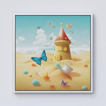WRT Ltd Butterfly on a Beach Holiday Canvas – 40″ × 40″