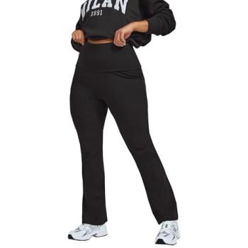 Leggings Flare à rabattement Yours Curve Noir