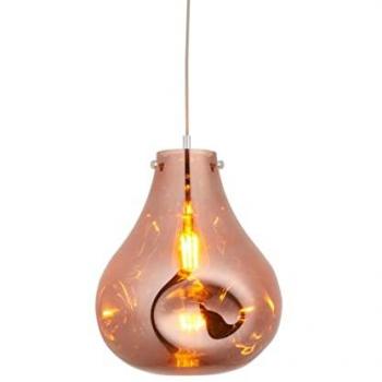 Merano Lighting Perugia Single Pendant Ceiling Lamp, Copper Metallic Glass, Chrome Plate