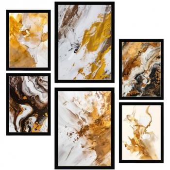 Set de 6 Ilustraciones Abstractas en Colores Tierra para Decorar Paredes