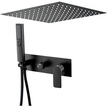 Serie Miño Ducha Encastrada Monomando Negra Mate 40 cm Valaz