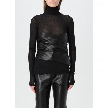 Black Rollneck Twist Bodice Top for Women by Nanushka