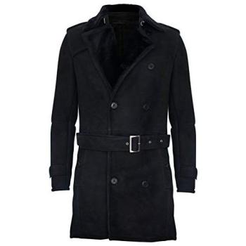 Ultra‑Warm 5XL Black Cali Sheepskin Pea Coat
