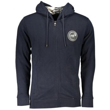 Cavalli Class Blue Logo Print Zip Sweatshirt for Men