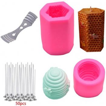 3D Hexagon Bee Hive Candle Mold with 50 Low Smoke Candle Wicks