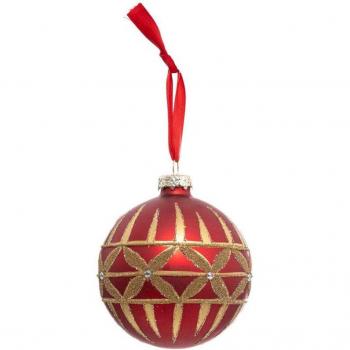 Boule de Noël Luxe Rouge et Doré 80mm