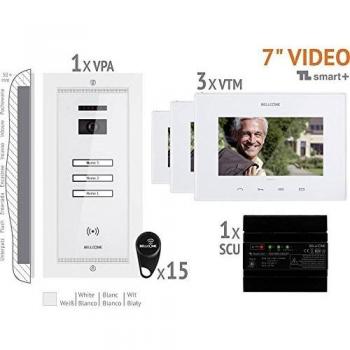 Bellcome Interphone vidéo Filaire 3 foyers VKM.P3FR.T7S4.BLW04 Blanc