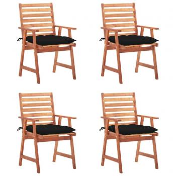 Garten-Essstühle 4 Stk. mit Kissen aus Akazienholz