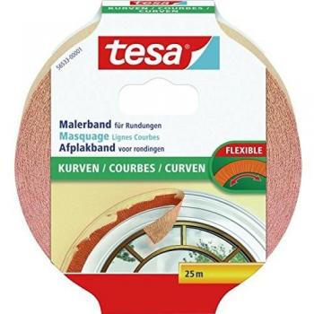 Tesa Curved Surface Masking Tape, Beige, 25 m x 25 mm
