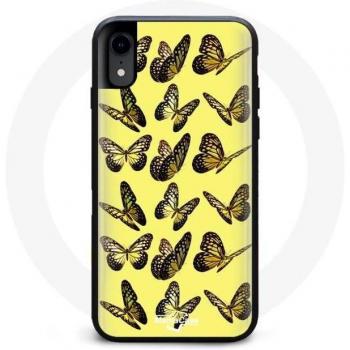 Coque iPhone X avec motifs de papillons jaunes en forêt