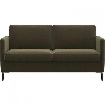 Fiore 2‑Sitzer von FLEXLUX – Velvet‑Stoff, schmale Armlehnen, Alufüße in Grünmatt