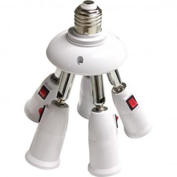 Support lampes E27 Multi‑fonction – répartiteur 3/4/5, interrupteur réglable, conversion prise