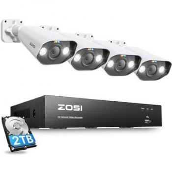 ZOSI Ensemble de Surveillance 8CH 2To avec Caméra PoE et Alarme