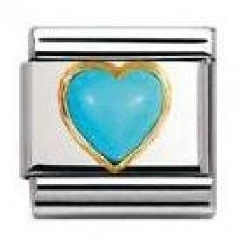 Nomination Composable Classic Herz Edelsteine 18K-Gold Edelstahl