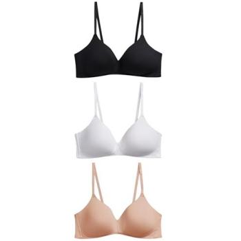 Soutiens-gorge en Coton Mélangé Confort 3 Pack Noir/Blanc/Rose Pastel/Nude